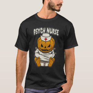 Psychische Krankenschwester Crazy Halloween Pumpki T-Shirt