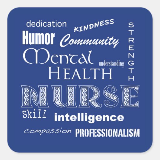 Psychische Krankenversicherungsattribute — Blueber Quadratischer Aufkleber (Vorderseite)