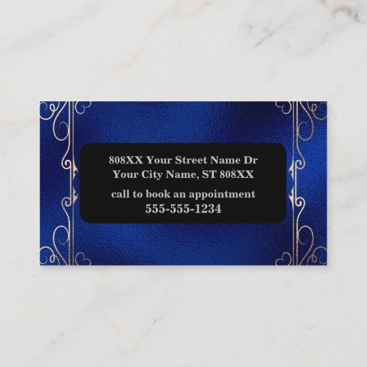 Psychische Kristallkugel Gold und Blau Visitenkarte (Rückseite)