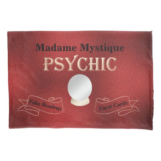 Psychische Kristallkugel Gold und Dunkelrot Kissenbezug (Vorderseite)