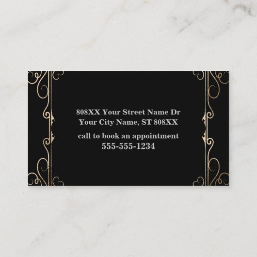 Psychische Kristallkugel Gold und Schwarz Visitenkarte (Rückseite)