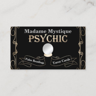 Psychische Kristallkugel Gold und Schwarz Visitenkarte