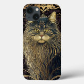 Psychische Maine Coon Cat AI Art iPhone Case (Rückseite)