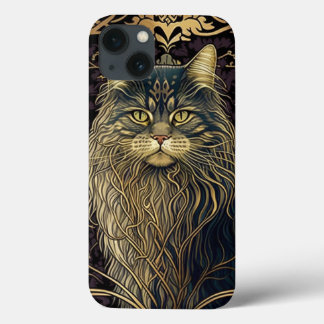 Psychische Maine Coon Cat AI Art iPhone Case