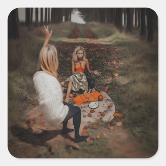 Psychische Reader Medium Hexy Dark Occult Kunst Quadratischer Aufkleber (Vorderseite)