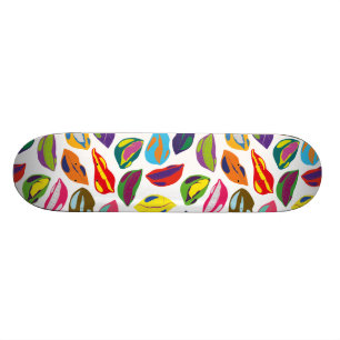Psychische Retro bunte Muster Lippen Skateboard