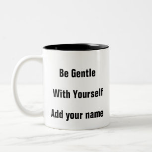 Psychische Selbst-Liebe Seien Sie vorsichtig mit s Zweifarbige Tasse