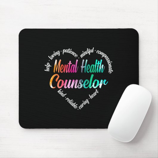 Psychischer Gesundheitsberater HerzWord Cloud Wate Mousepad (Mit Mouse)