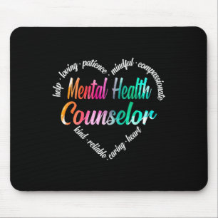 Psychischer Gesundheitsberater HerzWord Cloud Wate Mousepad