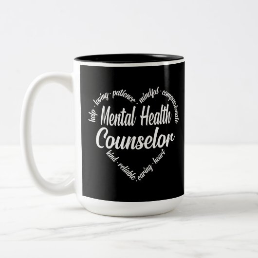 Psychischer Gesundheitsberater HerzWord Cloud Zweifarbige Tasse (Links)