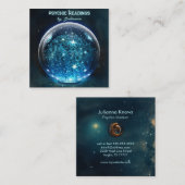 Psychisches Medium Blue Crystal Ball Quadratische Visitenkarte (Vorne/Hinten)