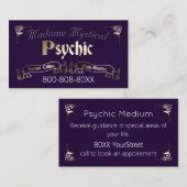 Psychisches Medium Fortune Teller in Gold und Lila Visitenkarte (Vorne/Hinten)