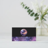 Psychisches Medium Lila Galaxy Mystic Crystal Ball Visitenkarte (Stehend Vorderseite)