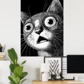 Psycho Cat Poster - Coole Retro-Kunst (Heimbüro)