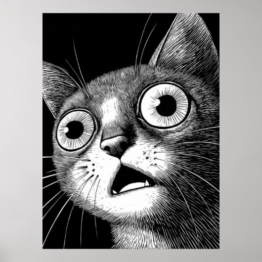 Psycho Cat Poster - Coole Retro-Kunst (Vorne)