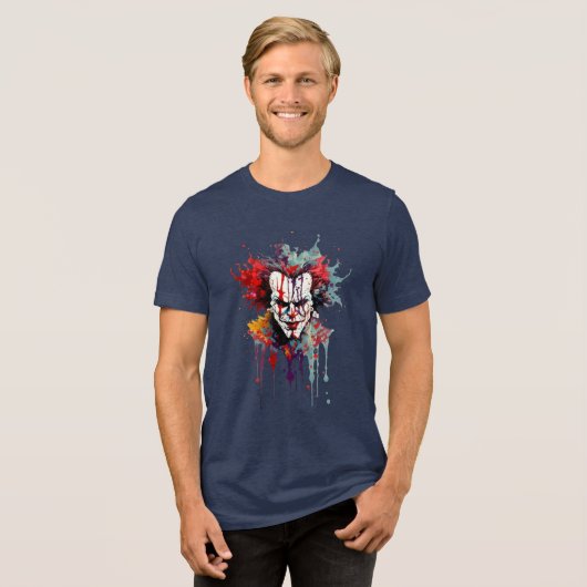 Psycho Clown Splash Art T-Shirt – Bold Tri-Blend Shirt (Vorderseite voll)