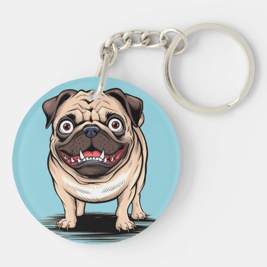 Psycho Crazy Mops Bulldog Circle Schlüsselanhänger (Rückseite)