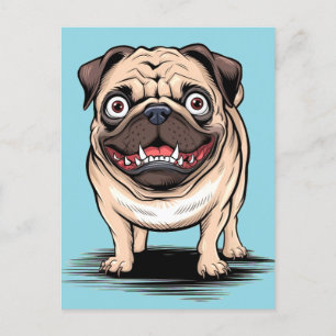 Psycho Crazy Mops Bulldog Postcard Design Postkarte