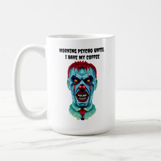 Psycho Creepy Killer Zombie Clown Horror Kunst Kaffeetasse (Links)