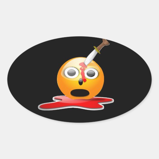 Psycho Emoji Ovaler Aufkleber (Vorderseite)