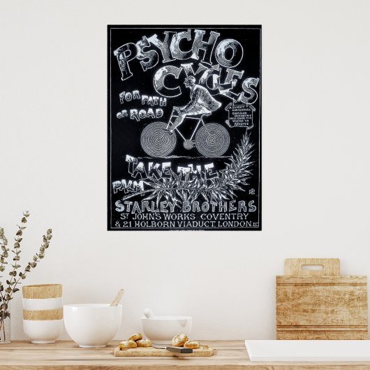 Psycho-Fahrräder für den Weg oder die Straße - Vin Poster (Küche)