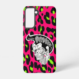 Psycho Skull Hot Pink Leopard Print Samsung Galaxy Hülle