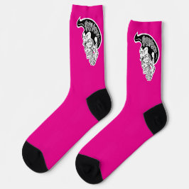 Psycho Skull Hot Pink Socken