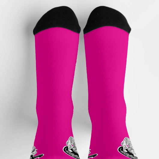 Psycho Skull Hot Pink Socken (Oben)