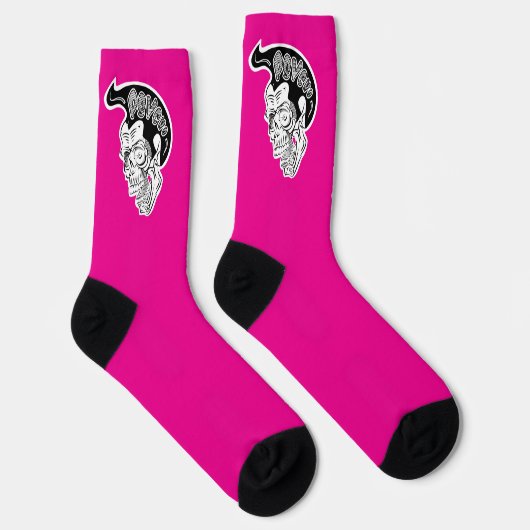 Psycho Skull Hot Pink Socken (Rechts)