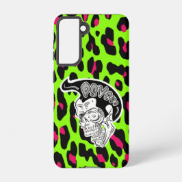 Psycho Skull Lime Leopard Print Samsung Galaxy Hülle