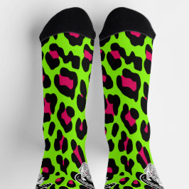 Psycho Skull Limon Leopard Print Socken