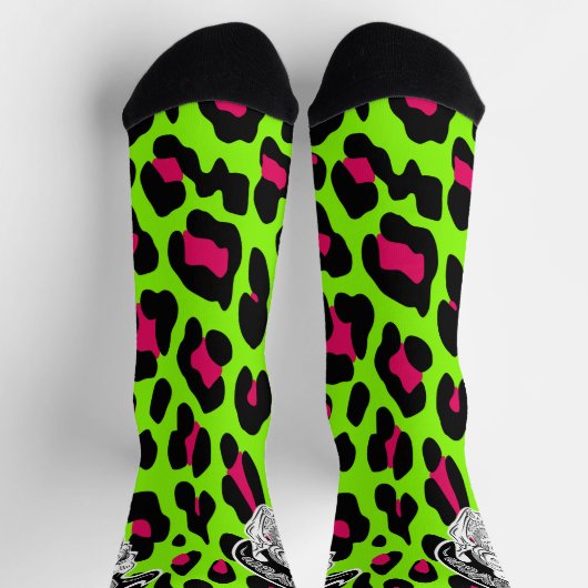 Psycho Skull Limon Leopard Print Socken (Oben)
