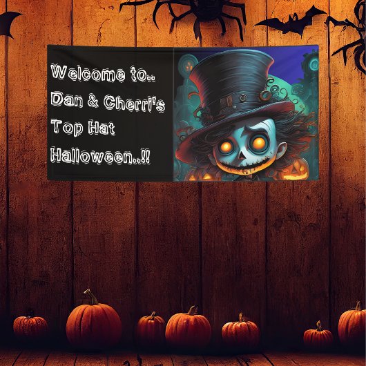 Psycho Top Hat Halloween-Party Banner