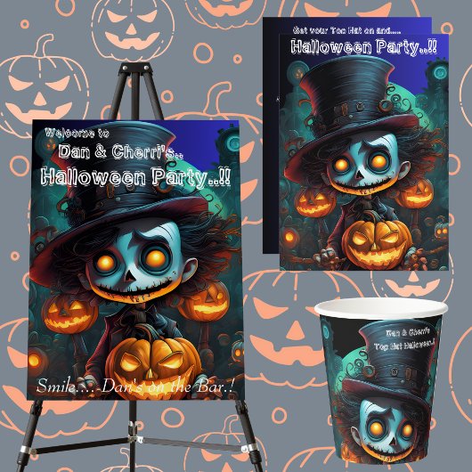 Psycho Top Hat Halloween-Party Runder Pappuntersetzer
