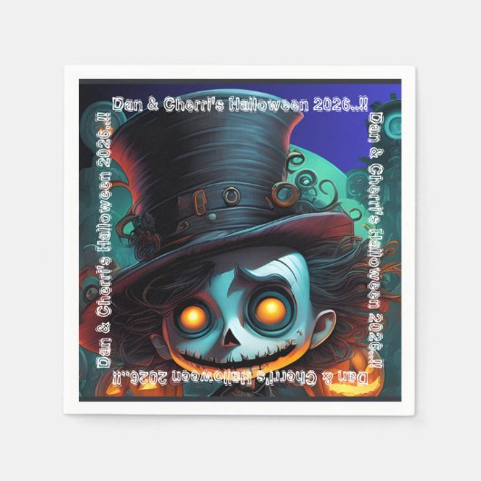 Psycho Top Hat Halloween-Party Serviette (Vorderseite)