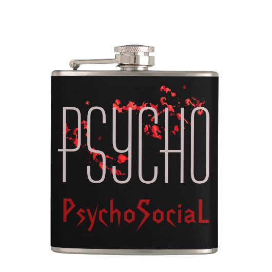 Psycho Vinyl Wrapped Flask Flachmann (Vorderseite)