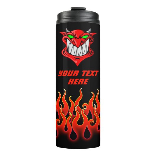 Psychobile Red Devil Flames Thermosbecher (Vorderseite)