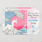 Psychodelic Bubblegum Kunagawa Surfer Cat Einladung (Vorne/Hinten)