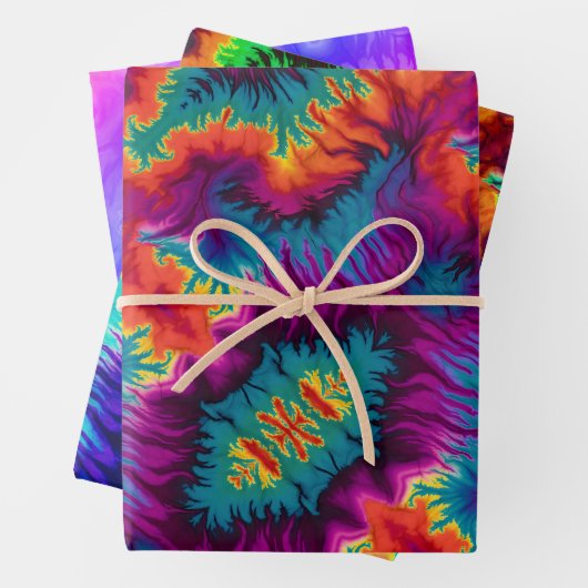 Psychodelikate Gefärbte Krawatte Flachblatt Set 3 Geschenkpapier Set (Beispiel)