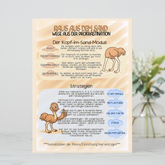 Psychoedukation Infoblatt Prokrastination Save The Date (Stehend Vorderseite)