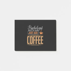 Psychologe an der Schule trinken einfach Kaffee Post-it Klebezettel