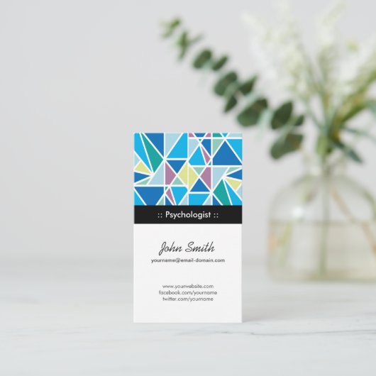 Psychologe - Blaue Abstrakte Geometrie Visitenkarte (Stehend Vorderseite)