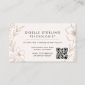 Psychologe Botanischer QR-Code Blush Elegant Visitenkarte (Rückseite)