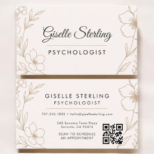 Psychologe Botanischer QR-Code Blush Elegant Visitenkarte