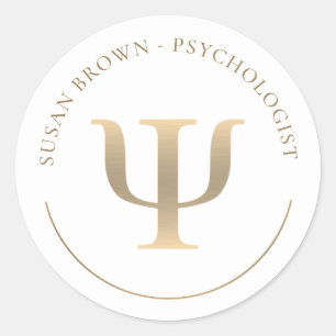 Psychologe Gold Psi Symbol Runder Aufkleber