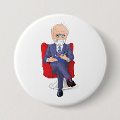 Psychologe im Anzug mit Notepad Sitzen Button (Vorderseite)