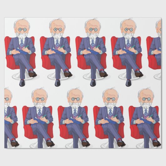 Psychologe im Anzug mit Notepad Sitzen Geschenkpapier (Flach)