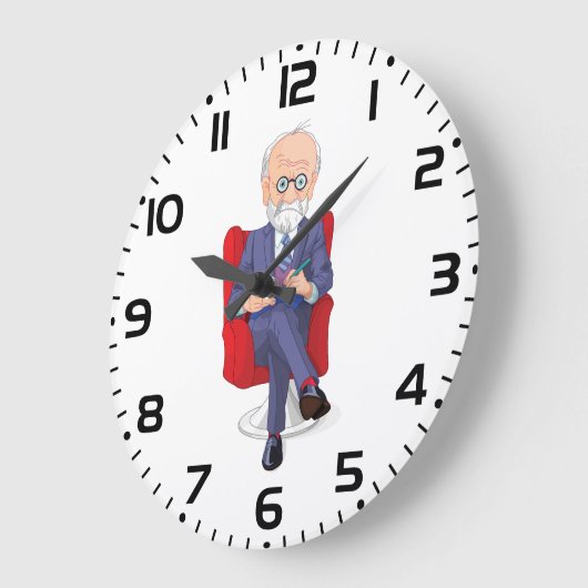 Psychologe im Anzug mit Notepad Sitzen Große Wanduhr (Winkel)