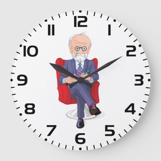 Psychologe im Anzug mit Notepad Sitzen Große Wanduhr (Vorderseite)
