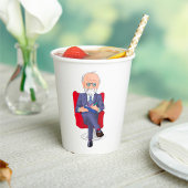 Psychologe im Anzug mit Notepad Sitzen Pappbecher